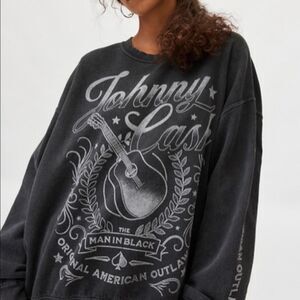 Urban Outfitters Johnny Cash Overdyed Graphic Pullover Sweatshirt OS